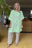 Made in Italy Sa Caleta Circle Longline Boyfriend Top Washed Twist of Lime /5 =